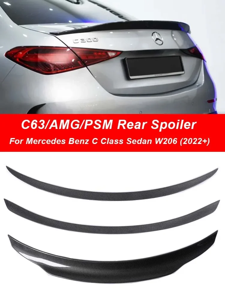 

New! For Mercedes Benz C Class W206 Rear Spoiler Wing Sedan C43 Car Wing Lip Spoilers C200 C260 AMG C63 PSM Style Accessories 2