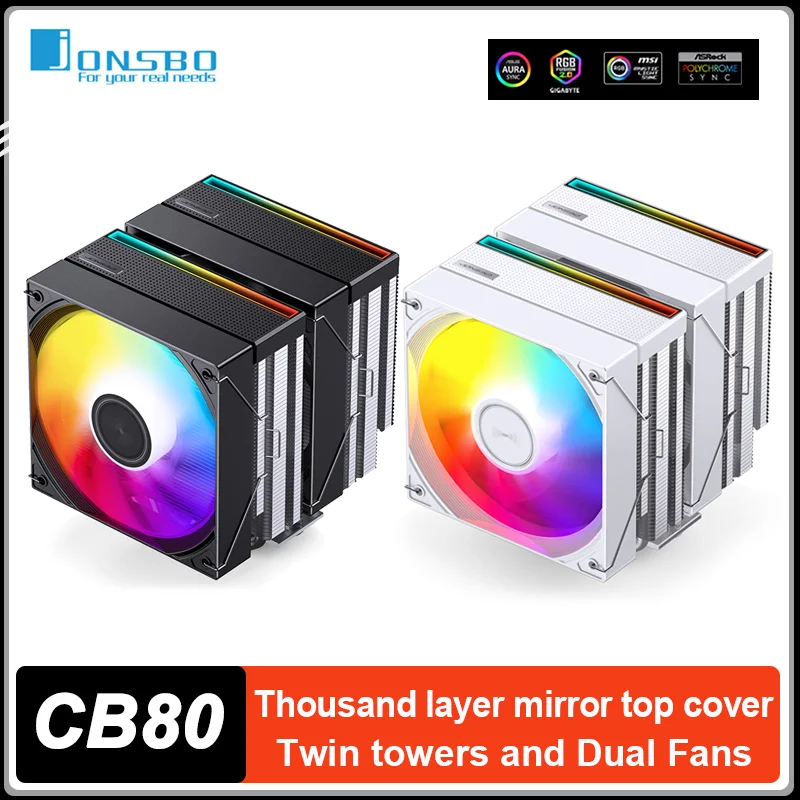 

JONSBO CB80 Twin tower CPU Cooler 6 Heat pipes 5V 3PIN ARGB 120mm CPU Air Cooler For LGA1700 115X 1200 1851 AM4 AM5