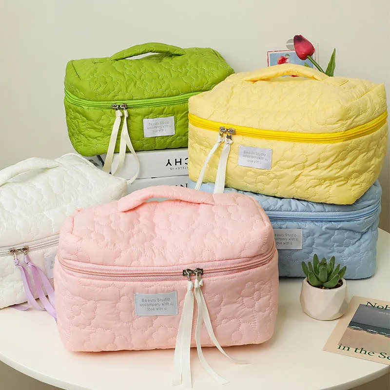 Large Capacity Storage Bag Women Cosmetic Organizer Handbag Bathroom Stationery Bag Soft Waterproof Travel Portable Makeup Bag