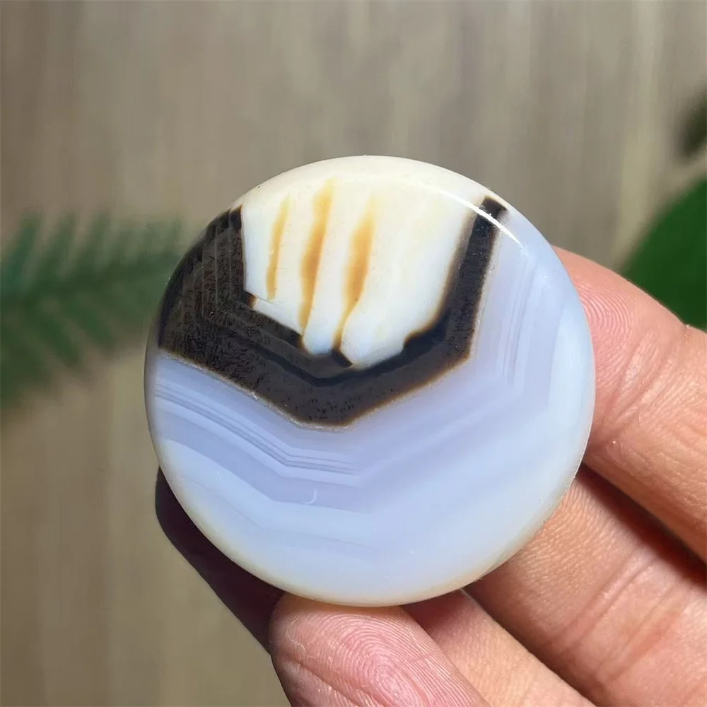 

Circle Slab Agate Line Lace Natural Crystal Stone Energy Mineral Meditation Healing Gem Home Decoration