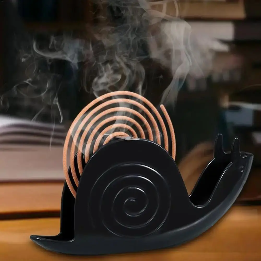 New PP Mosquito Coil Rack White Black Snail Shape Ash Storage Rack Fireproof Incense Holder Shelf Home Bedroom Decoration