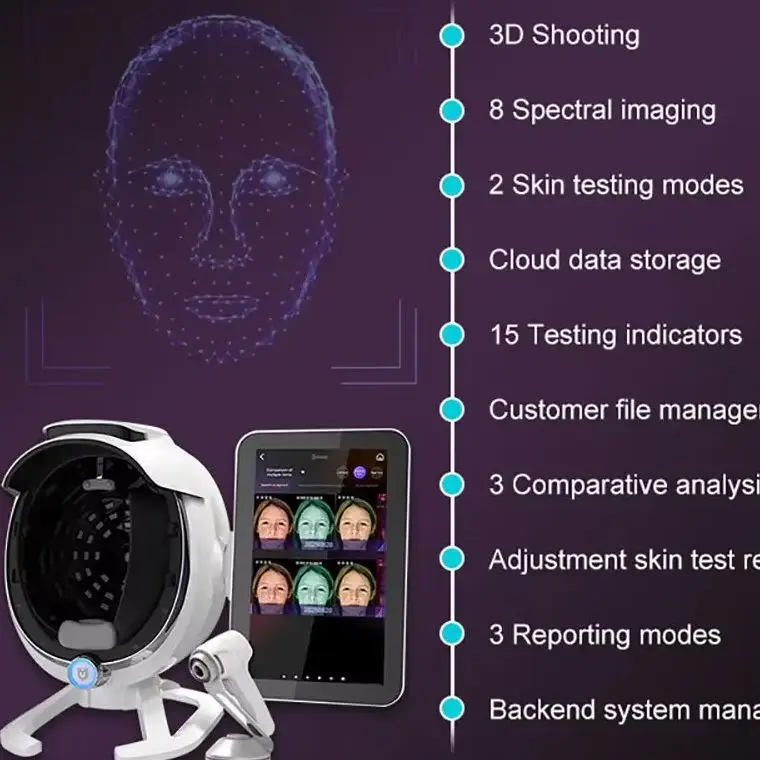 Machine d'analyse de la peau 3DAI à visage entier, personnalisation haut de gamme, analyse en profondeur et surveillance dynamique de l'état, soins de la peau personnalisés