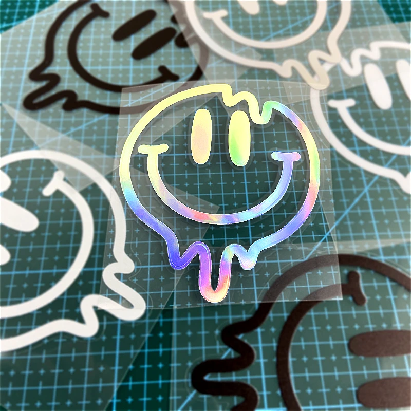 1PC Round Smiling Face Funny Vinyl Stickers Decals Waterproof for Motorbike Fuel Tank Helmet Fairing Electric Scooter view 4