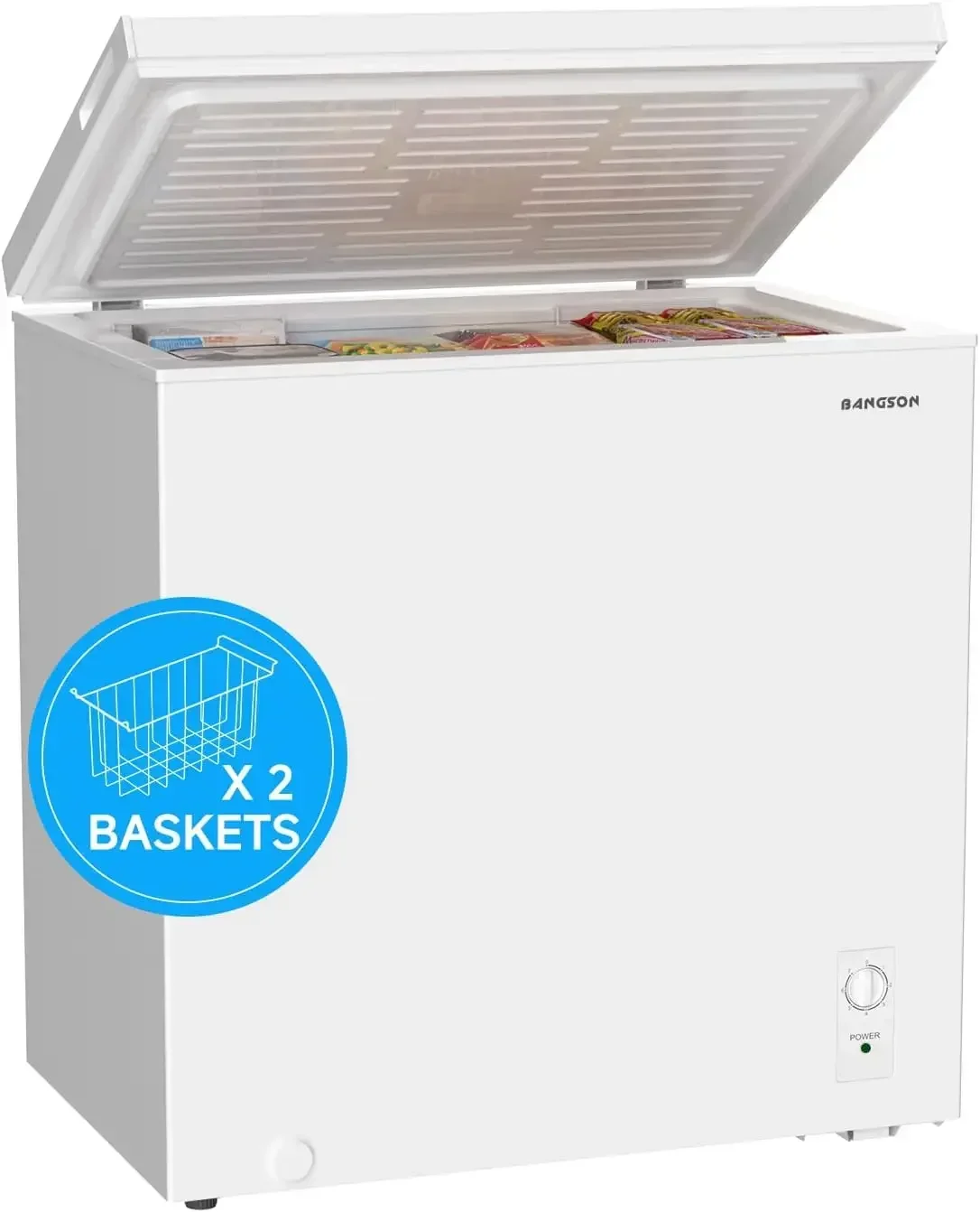 7.1 Cu.Ft Chest Freezer, Deep Freezer with Adjustable Thermostat, Top Open Door Freezer with Removable Basket, Quiet Operation,