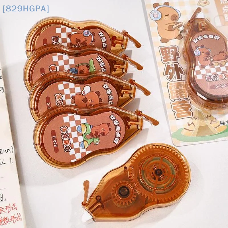 2Pcs Cartoon Capybara Press-On Dot Kleber Roller Klebeband Große Kapazität doppelseitiges Klebeband Abgabe Stift hand Konto Band
