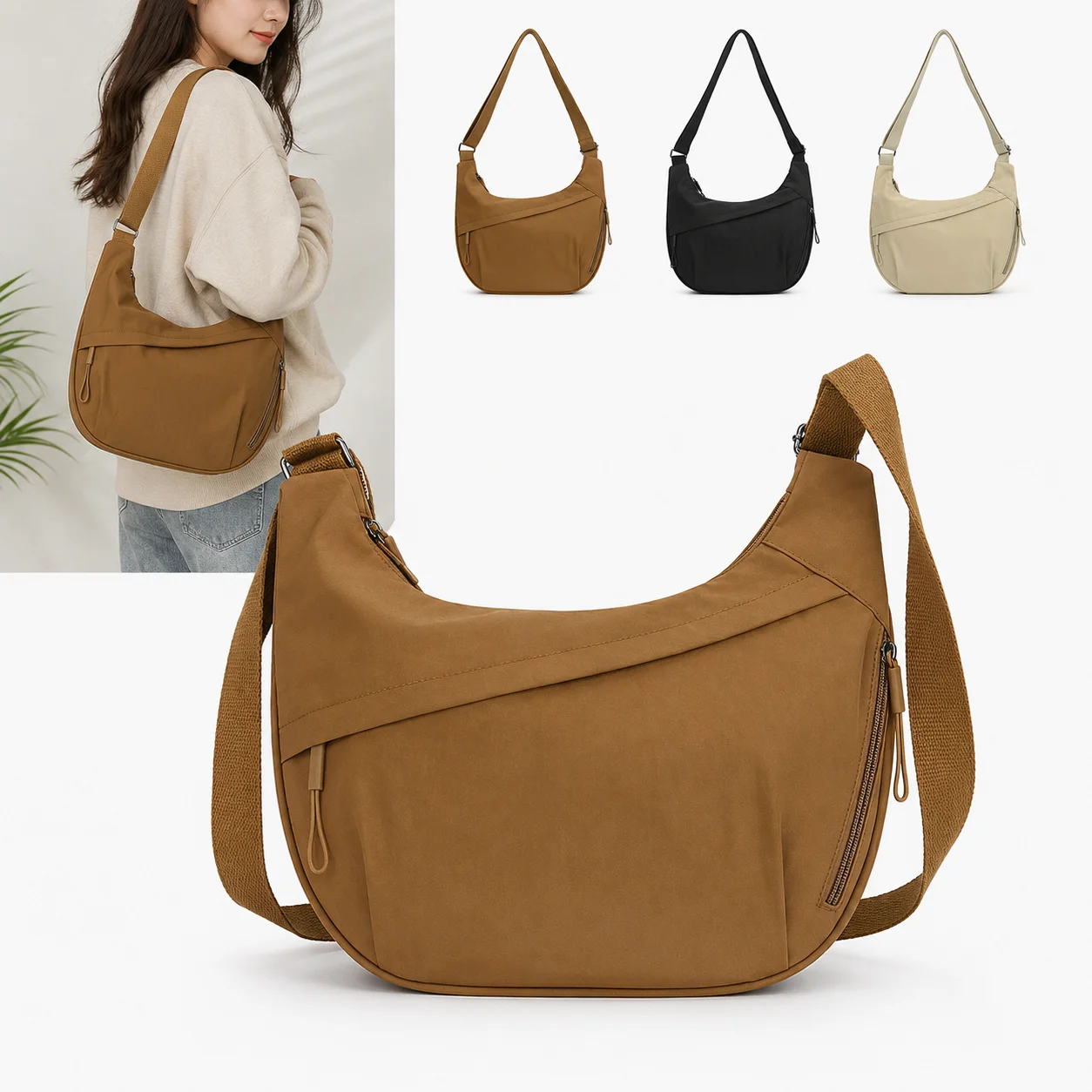 HOMEFISH 2026 New Fashion Large Capacity Casual Nylon Women Shoulder Bag Korean Style Hobos Bag Youth Crossbody Shoulder
