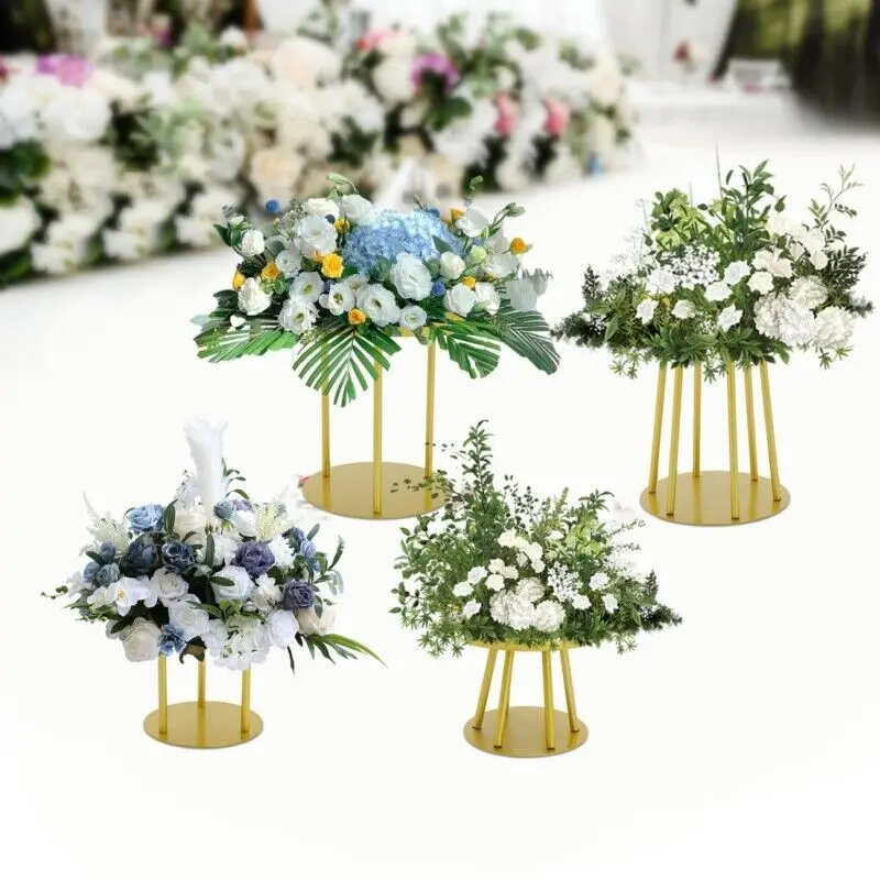 

4Pcs Two Sizes Gold Tabletop Flower Stand Iron Wedding Table Centerpieces Decor
