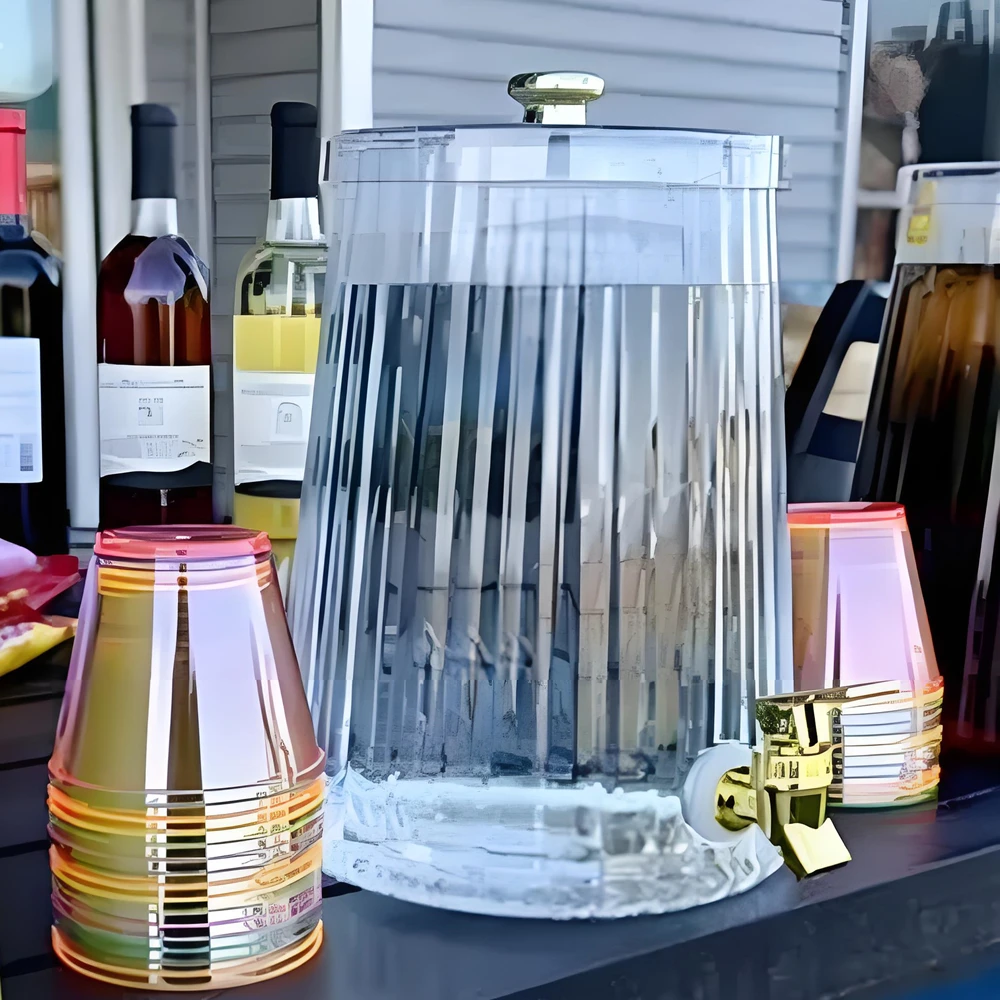 

1.5 Gallon Clear Plastic Beverage Dispenser with Gold Spigot for Parties,Leakproof BPA-Free Drink Dispenser for Lemonade Juice