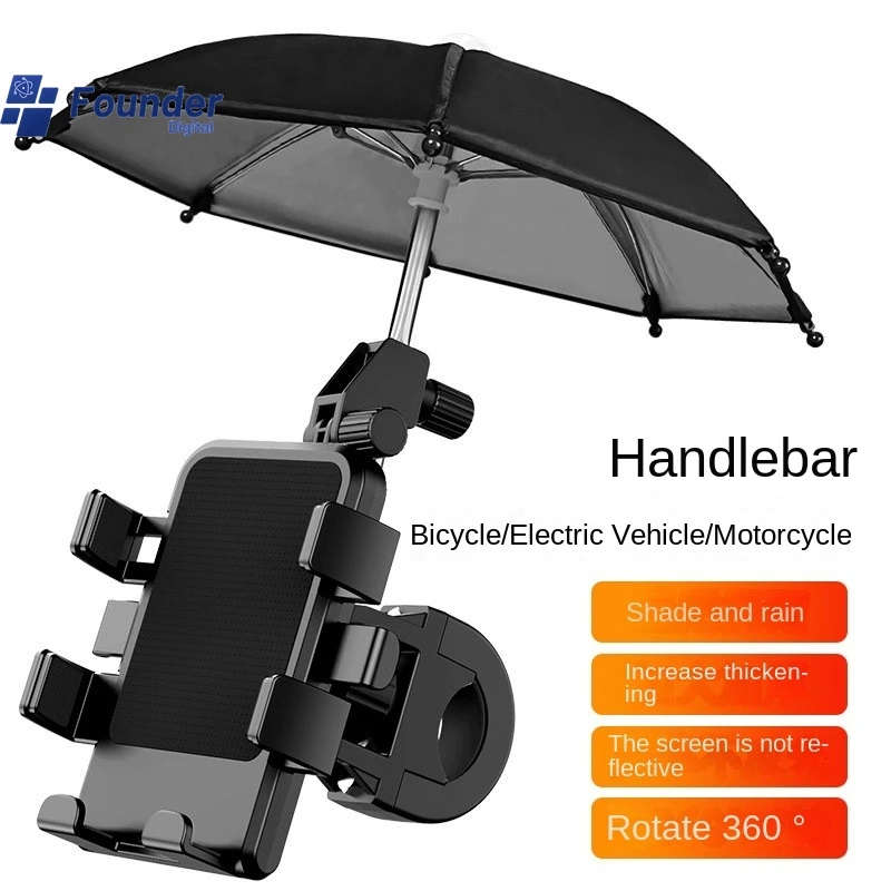 

3C Founder Bicycle Phone Stand with Umbrella Creative Aluminum Alloy Outdoor Cycling Phone Stand New Hot Sale 2024 Dropshipping