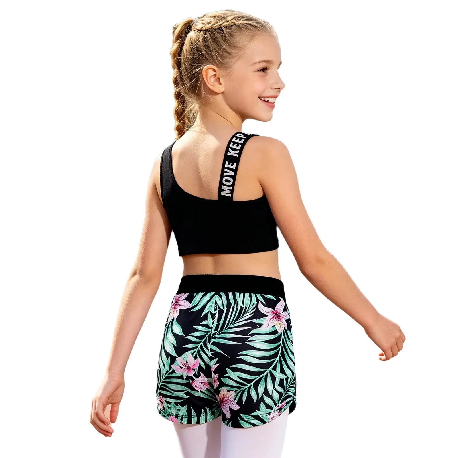 2022 Girls Bikini Suits 4-14Years Two-Pieces One Shoulder Summer Bathing Suits Fashion Girls Swimsuits Sports Swimwear For Kids