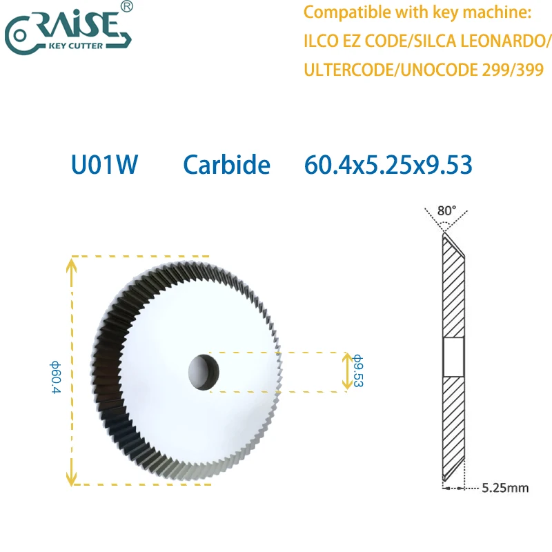 

RAISE Milling Cutter Compatible with Carbide SILCA U01W SILCA UNOCODE Key Cutting Machine