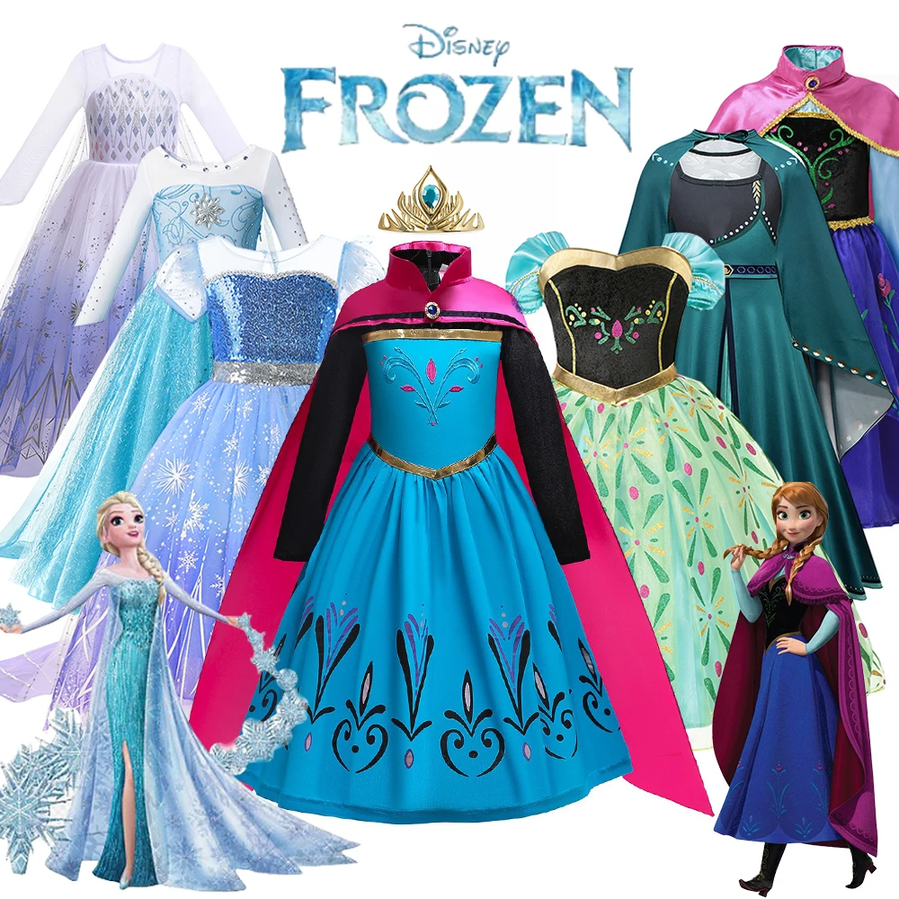 

Disney Girl Princess Snow Queen Elsa Anna Costume Dress Fancy Carnival Dress Up Vestidos Baby Girl Birthday Party Gowns Luxury