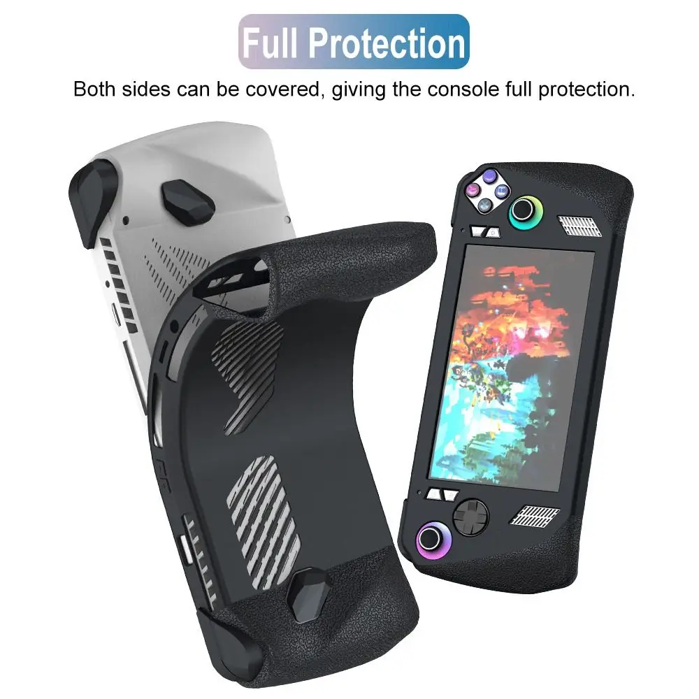 Soft Protective Case Game Accessories Shockproof Rocker Caps Anti Slip Silicone Back Cover for ASUS ROG Ally Full Protection