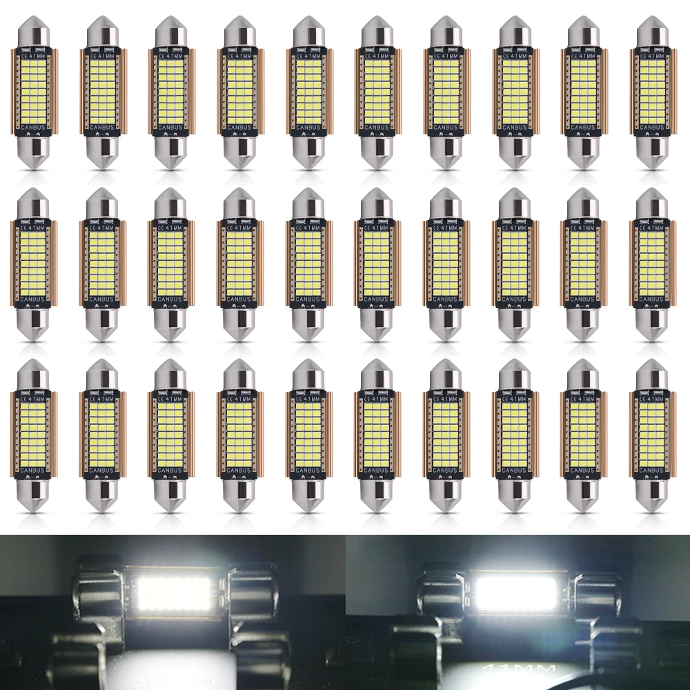 

Wholesale 100pcs New Canbus LED C5W Bulbs 31 36 39 41mm C10W C3W Festoon For Car Interior Ceiling Light License Plate Lamp 12V