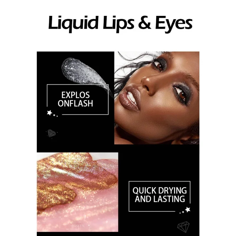 3 IN 1 Smoky Makeup Eyeshadow Diamond Liquid Pearl Shimmer Eye Shadow Double Use Liquid Glitter Lip Gloss Eye Cosmetics