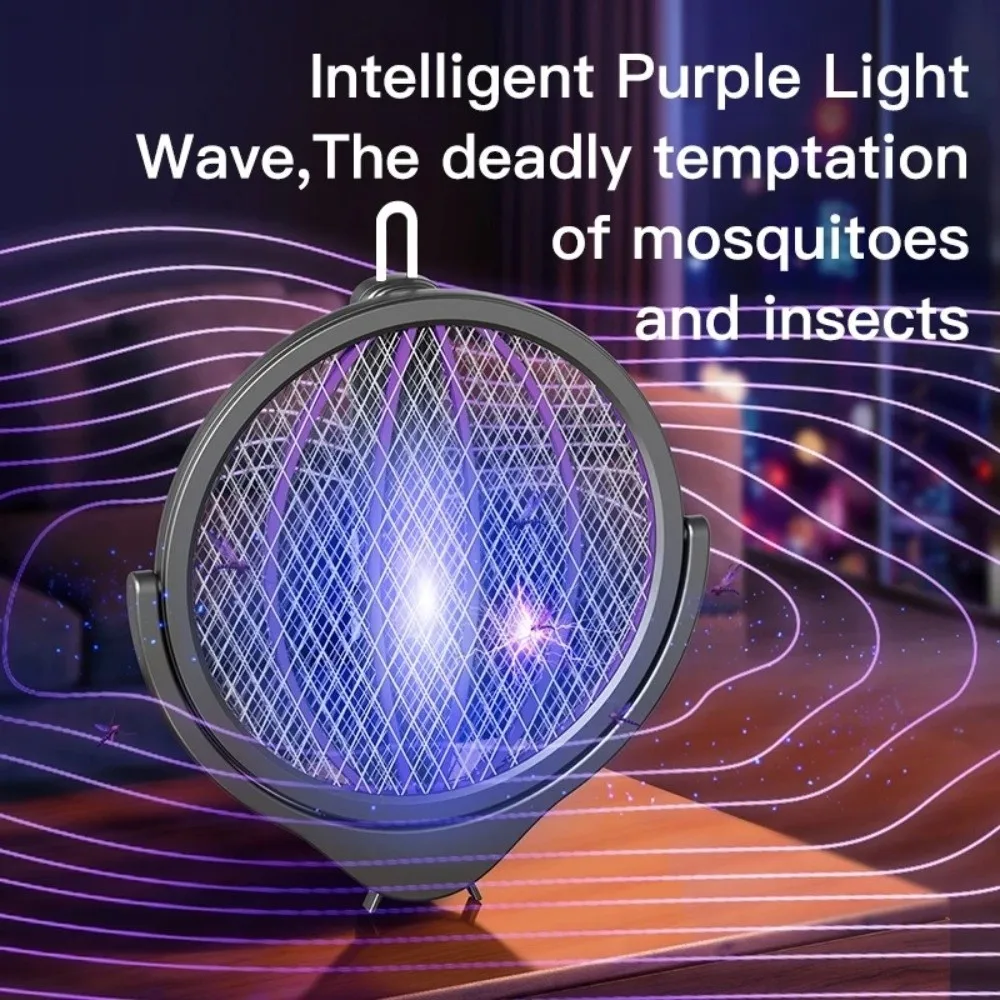 4 in 1 Rotating Mosquito Killer Rotating Head Retractable Electric Mosquito Swatter USB Rechargeable Electric Fly Swatter