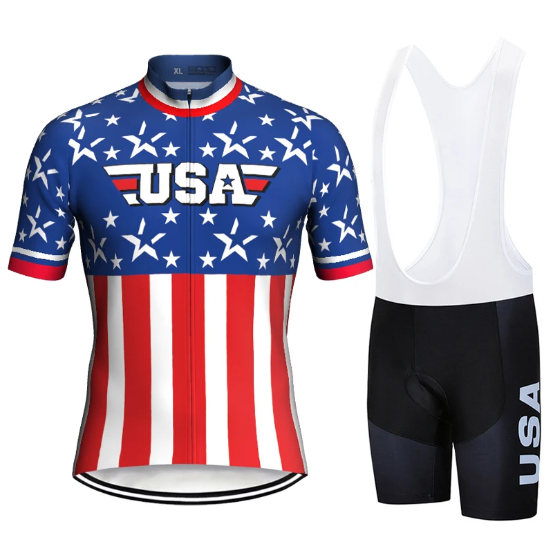 

USA Cycling Jersey Suits Short Sleeve Road Clothes Motocross Climbing Shirt MTB Bike Jacket Outwear Wear Uniform Sport Kits