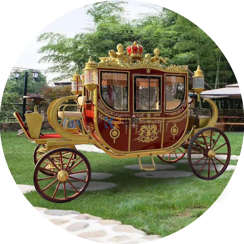 High Quality 4 Wheels Horse Cart Marathon Horse Carriage For Sale Luxury Wedding Horse Drawn Carriage