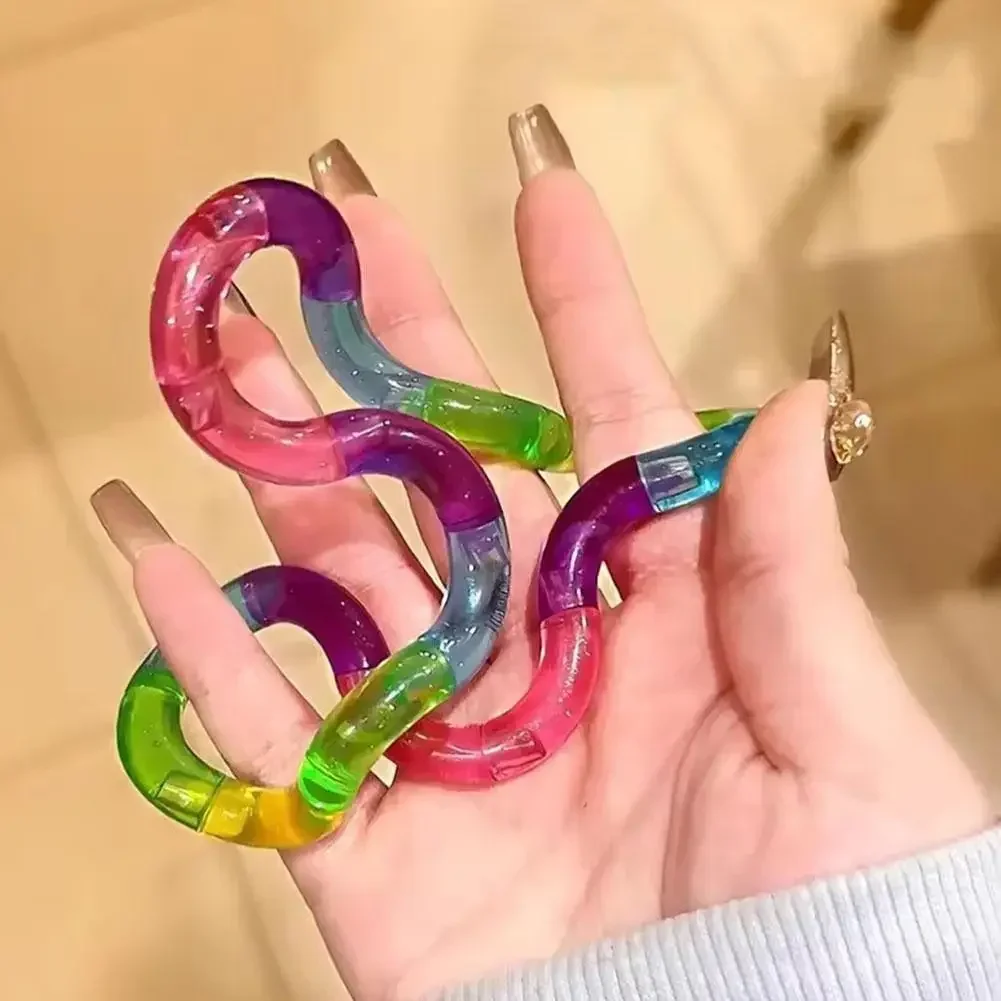 Deformable Rope Fidget Toy Deformation Rope Knot Pressure Stress Relief Toys Rrainbow Color Anti Stress Deformable Rope Best Toy