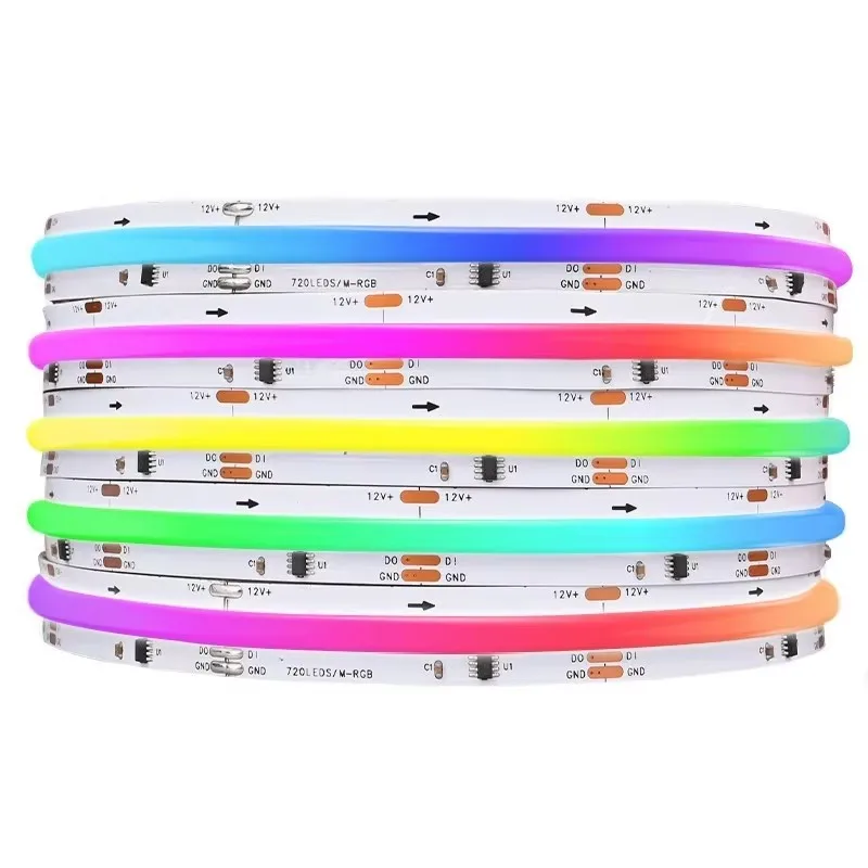 

FCOB SPI RGB IC LED Strip Light WS2811 Addressable 720LEDs/m Dream Color DC12V 24V RA90 WS2812B High Flexible Magic Led Lights