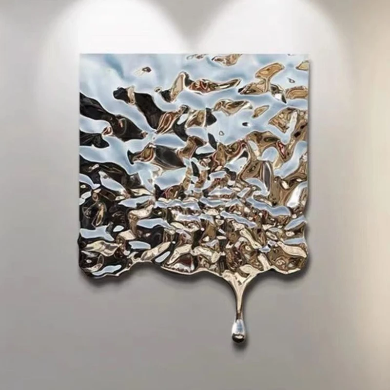 Moderne Wandakzente Wohndesign Metall-Ornament Minimalistisch Elegante Innenraum-Wanddekoration Wohnzimmer Edelstahl