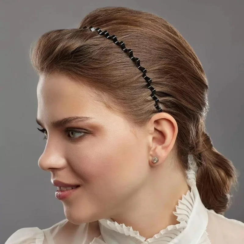 1/6pcs Fashion Metal Hair Band Men Women Unisex Black Wavy Hair Head Hoop Band Sports Headband Hairband Hair Accessories Gift