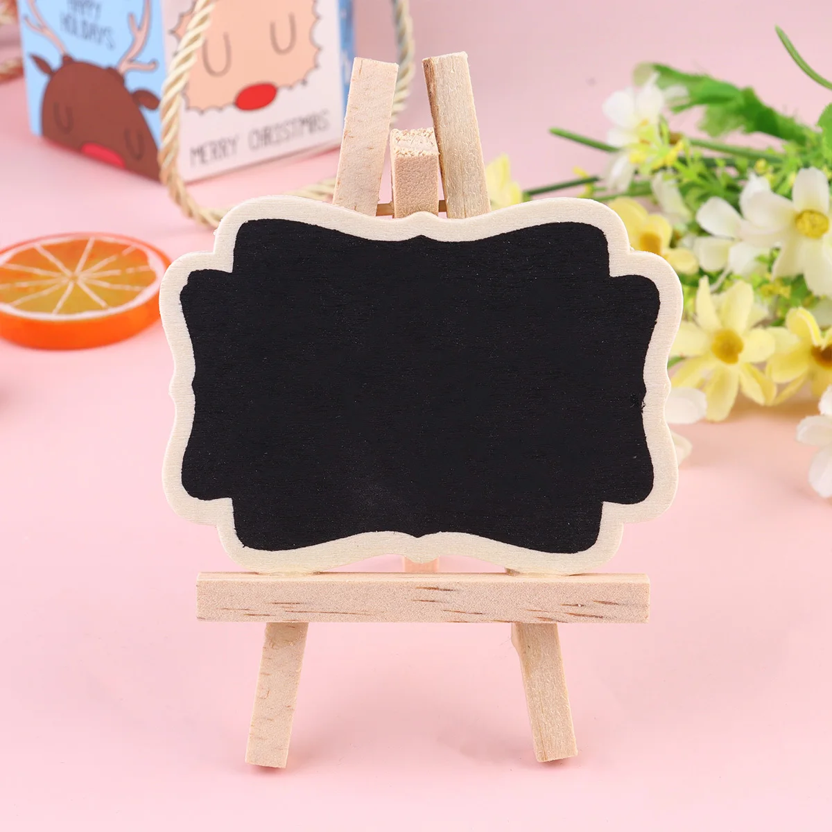 سبورة صغيرة خشبية صغيرة إبداعية سوداء رسالة سعر عرض صور الدعائم كليب اللوحة مربع متعرجة الرف #5