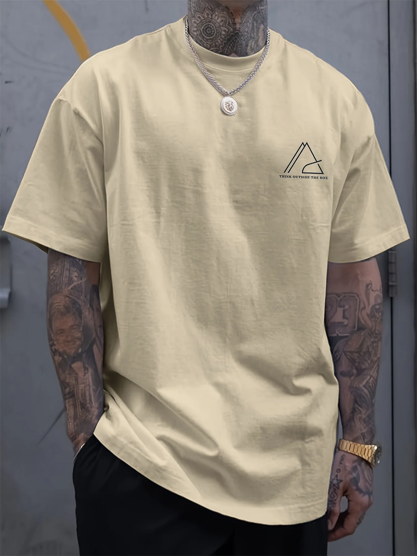 Summer men's 100% cotton comfortable casual wide plus plus size geometric letter printed round neck short sleeved T-shirt top