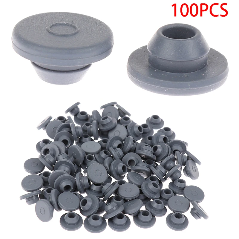 【F】100Pcs Rubber Stoppers Self Sealing Injection Ports For 13mm Glass Bottles