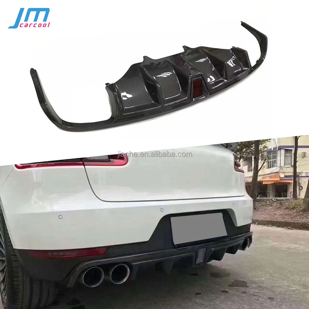 

Carbon Fiber/FRP Rear Lip Diffuser Spoiler Fits For Porsche Macan 2014 - 2018 With LED Light Bumper Guard Car Styling