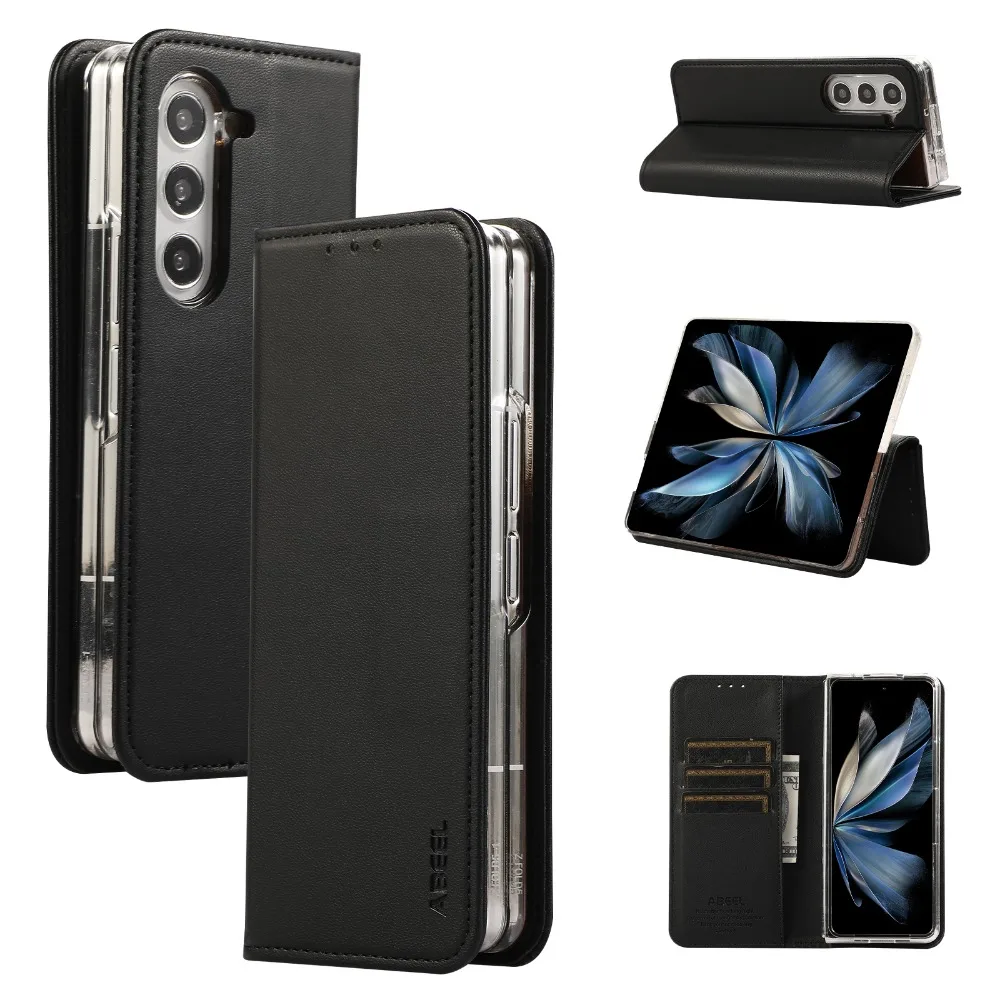 RFID-blockierender Kartensteckplatz, magnetische Saugnapf-Leder-Handyhülle für Samsung Galaxy Z Fold 6 5 4 Fold6 Fold5 Fold4 Fold3 Halter-Abdeckung
