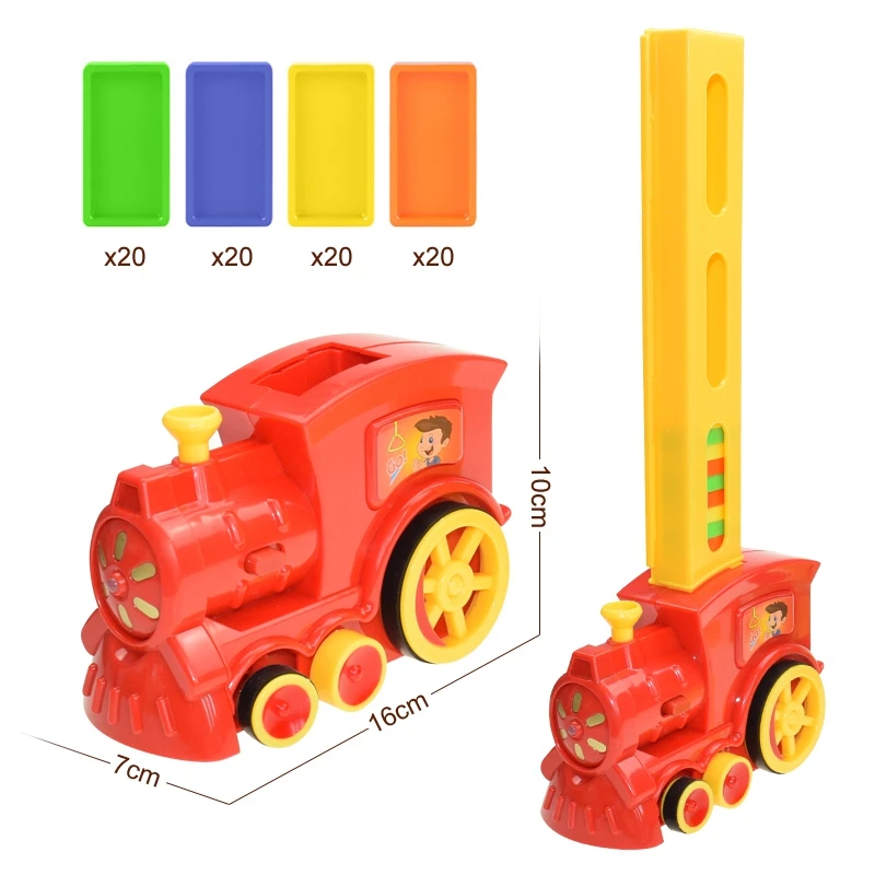 Kids Domino Train Car Set Sound Light Automatic Laying Domino Brick Colorful Dominoes Blocks Game Educational DIY Toy