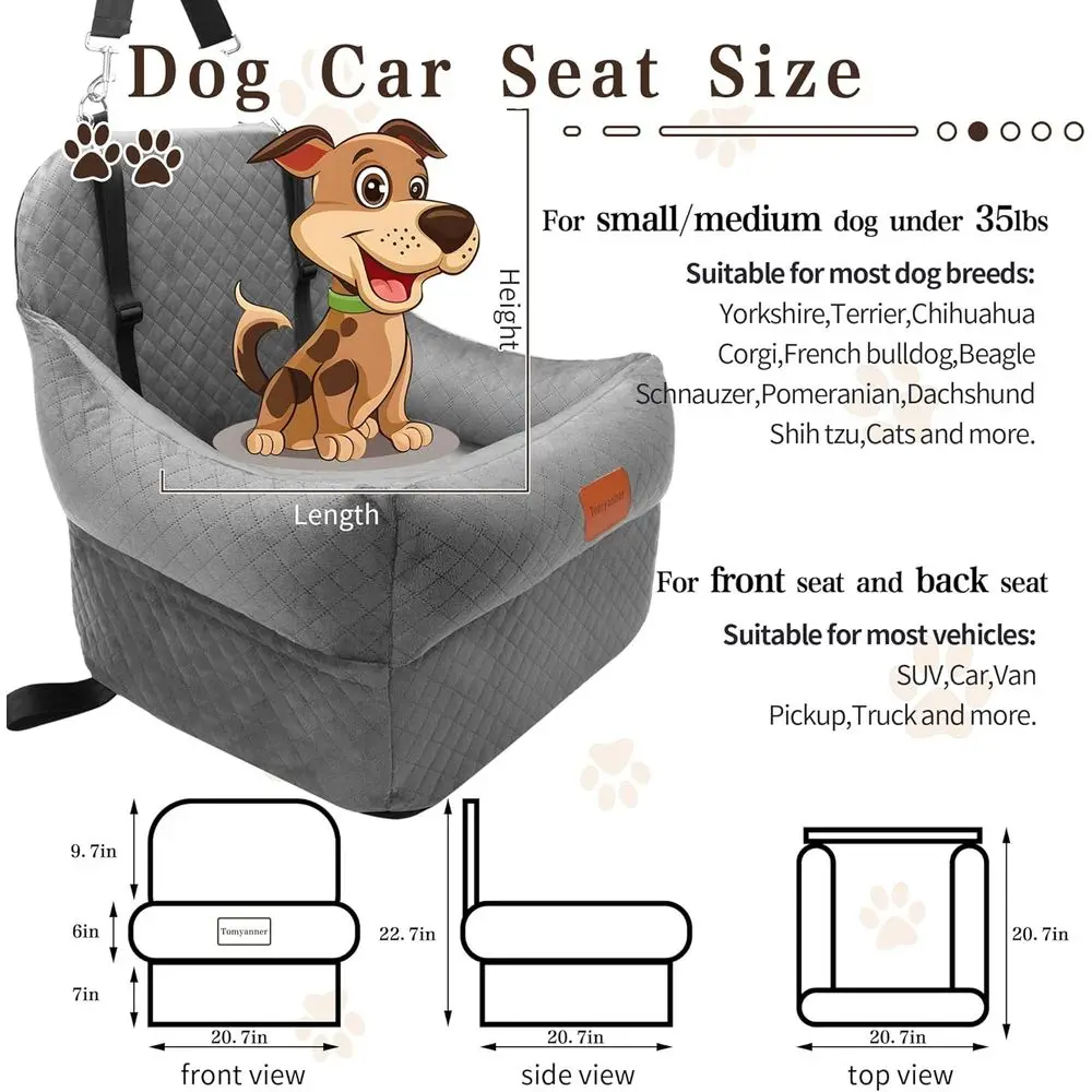 Assento de reforço para animais de estimação portátil e lavável de 7 polegadas para cães pequenos e médios