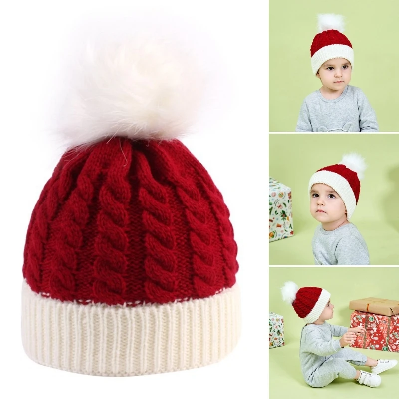 1pcs Baby Christmas Knitted Hat Soft & Comfortable Warm Bonnet Caps Unisex for 0 to 3 Years Old Boys Girls Festival Wear