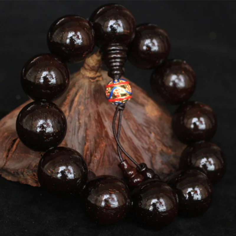 Old Indian small-leaf bracelet 2.0, high oil density rosewood with golden inclusions, Buddhist prayer beads, men's coll