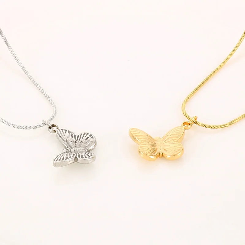 

Elegant Butterfly Pendant Necklace For Women Gold Silver Color Stainless Steel Snake Chain Round Neck Choker Exquisite Jewelry