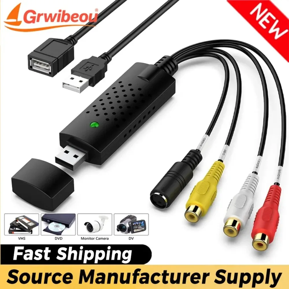 Audio Video Capture Card Audio Video Converter USB 2.0 To RCA Video Capture Converter for PC TV Tape Player Camcorder DVD VHS