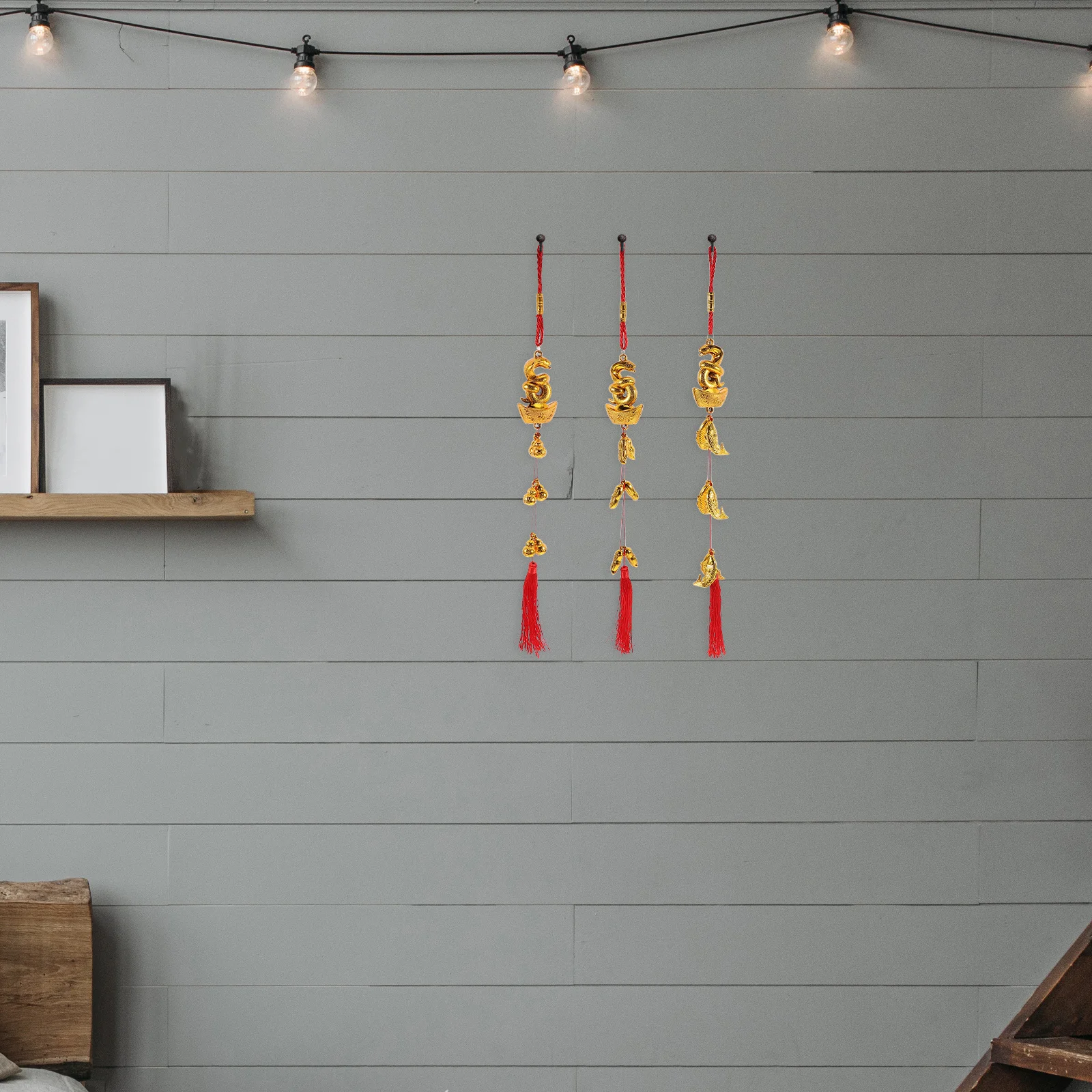 

6Pcs New Year Hanging Decorations Chinese Style Pendant with Tassels for Car Tree Window Home Office Festive Atmosphere Enhancer