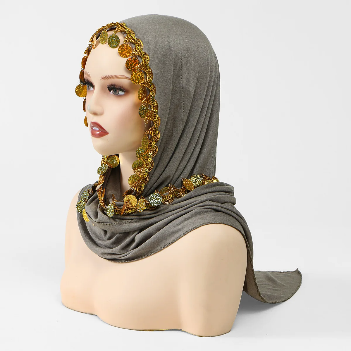 Turban Sequins Fringed Hijab Scarf Instant for Women Muslim Shawl Wrap Long Headscarf Bandanas Headband Bufanda Foulard Turbante