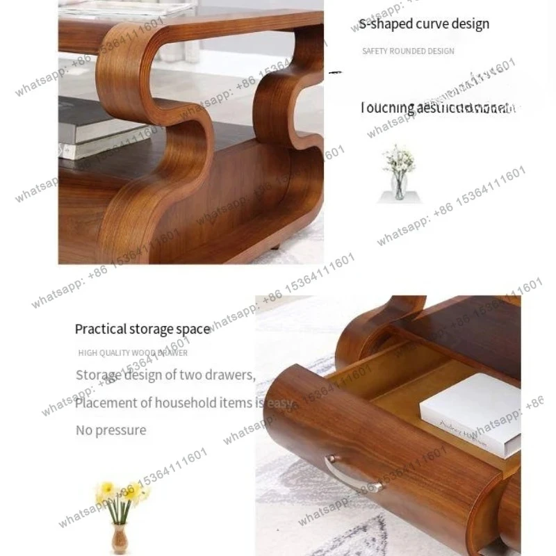 Drawer Storage Coffee Table Aesthetic Wood Living Room Rectangle Side Table Designer Space Saving Stolik Kawowy Salon Furniture