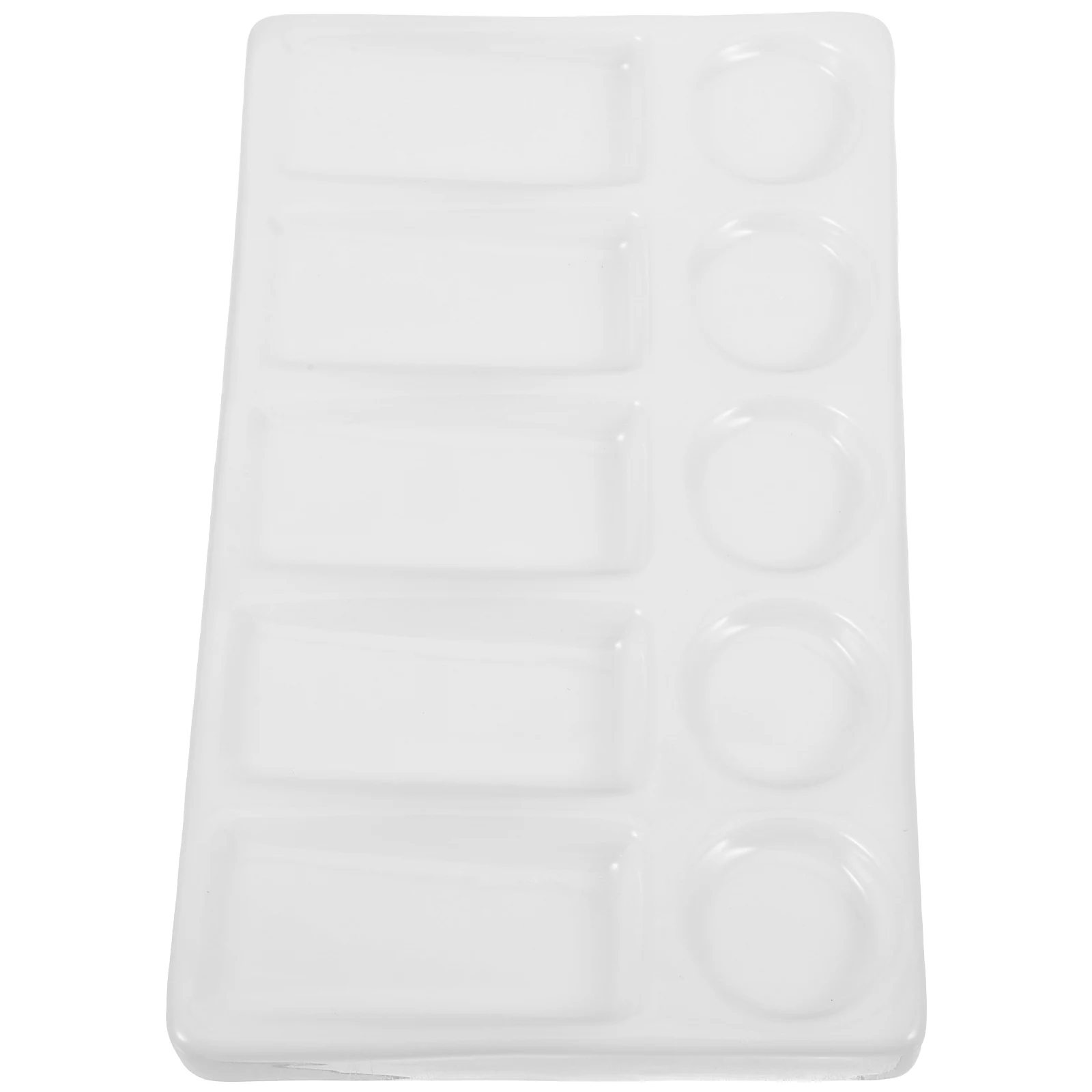 

Rectangular Palette 5 Round 5 Rectangular Wells Smooth Texture Easy Clean Pure White Plastic Watercolor Painting Palette