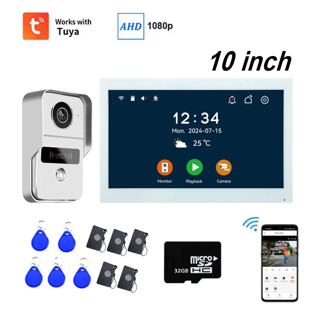 2-draads digitaal video-intercomsysteem Draadloos 5G WiFi videodeurtelefoon Tuya Smart Deurbel 4in1 Ontgrendelen 7/10 inch 1V1/1V2 Optioneel