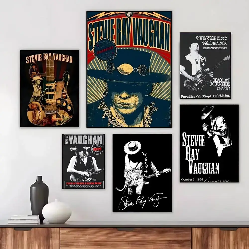 Singer S-Stevie Ray Vaughan Band Poster Wall Art Printed Decor Sticker Stylish Home Gift for Living Room Bedroom Corridor Cafe