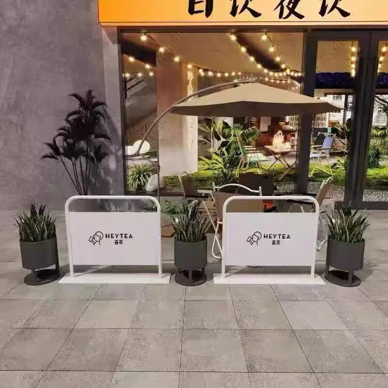 Outdoor metal billboards Commercial movable floor-to-ceiling billboards Milk tea shop partition metal guardrail display signs