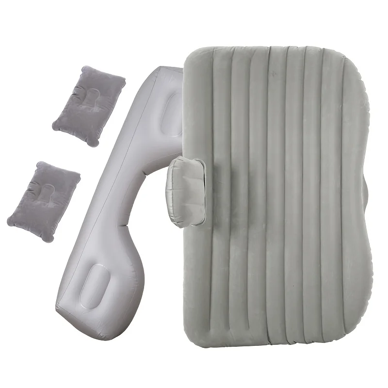 Dual-Use Car & Outdoor Inflatable Mattress, Flannel PVC, Foot Pump & Pillow Included, Ideal for Camping & Gifting