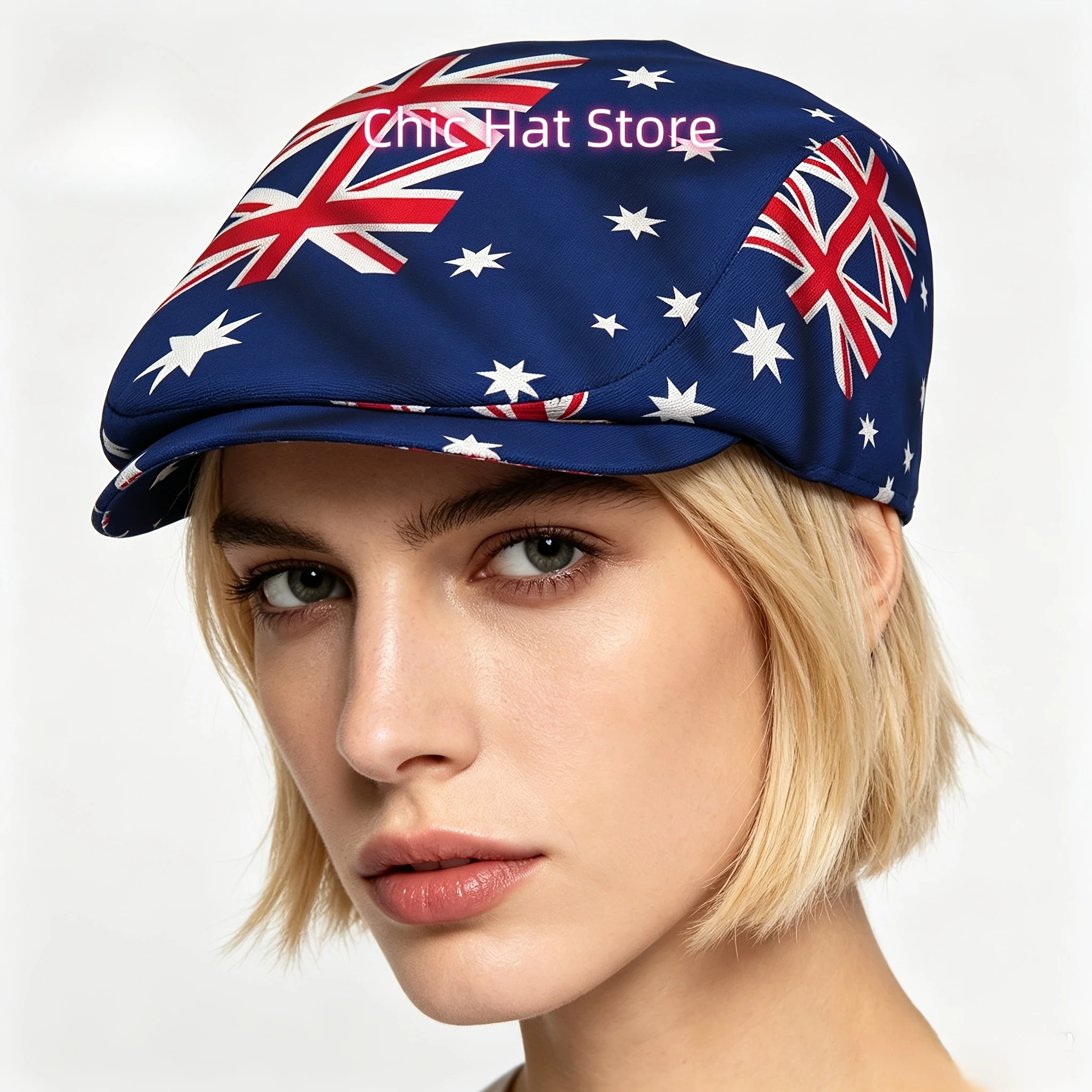 1pc of Australia'S National Flag Design, Featuring a Full Print on Flat-Top Hats Suitable for Both Men And Women, Including News