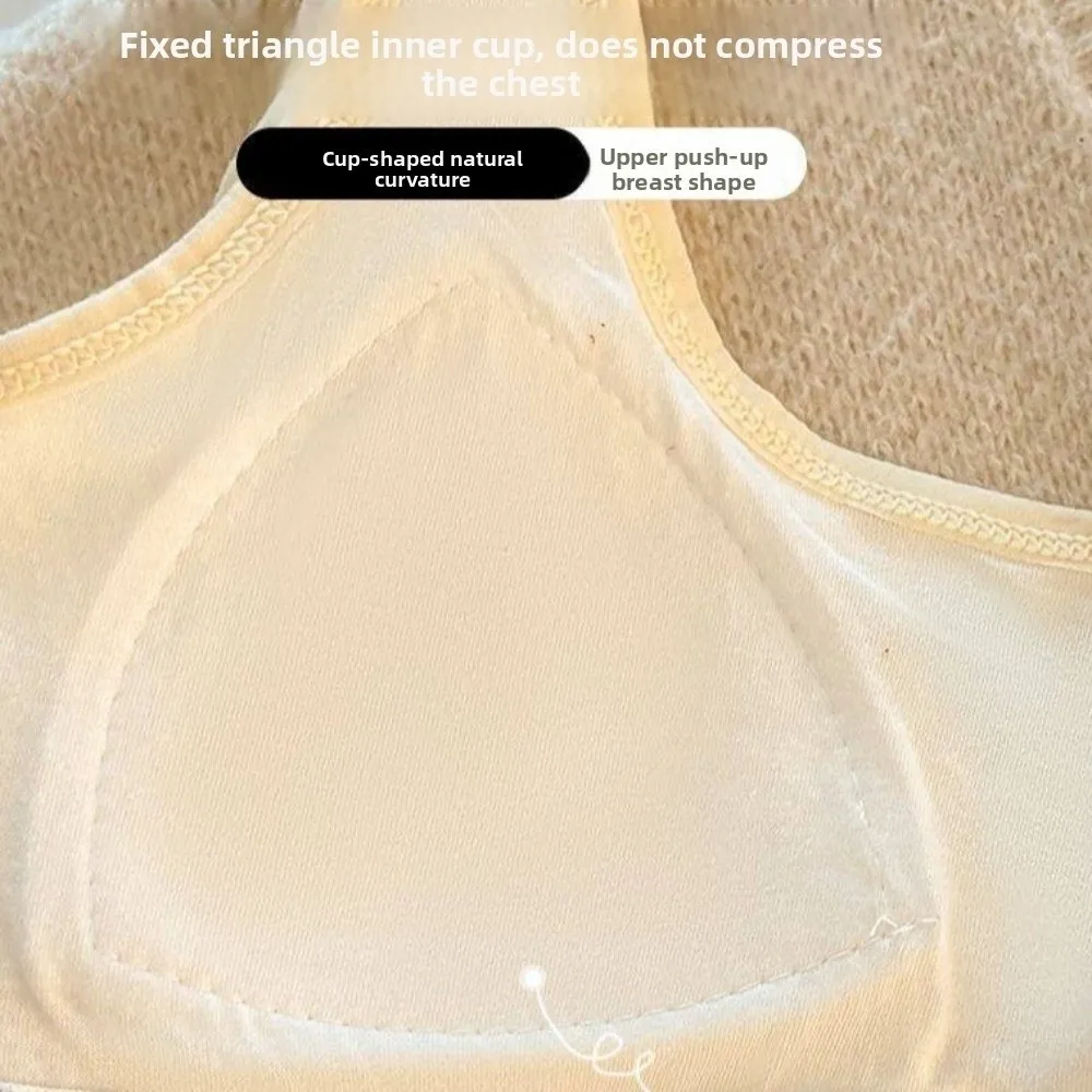 New Pure Cotton Active Underwear Shockproof Floral Fixed Cup Bra Seamless Breathable Vest for Teenage Girls