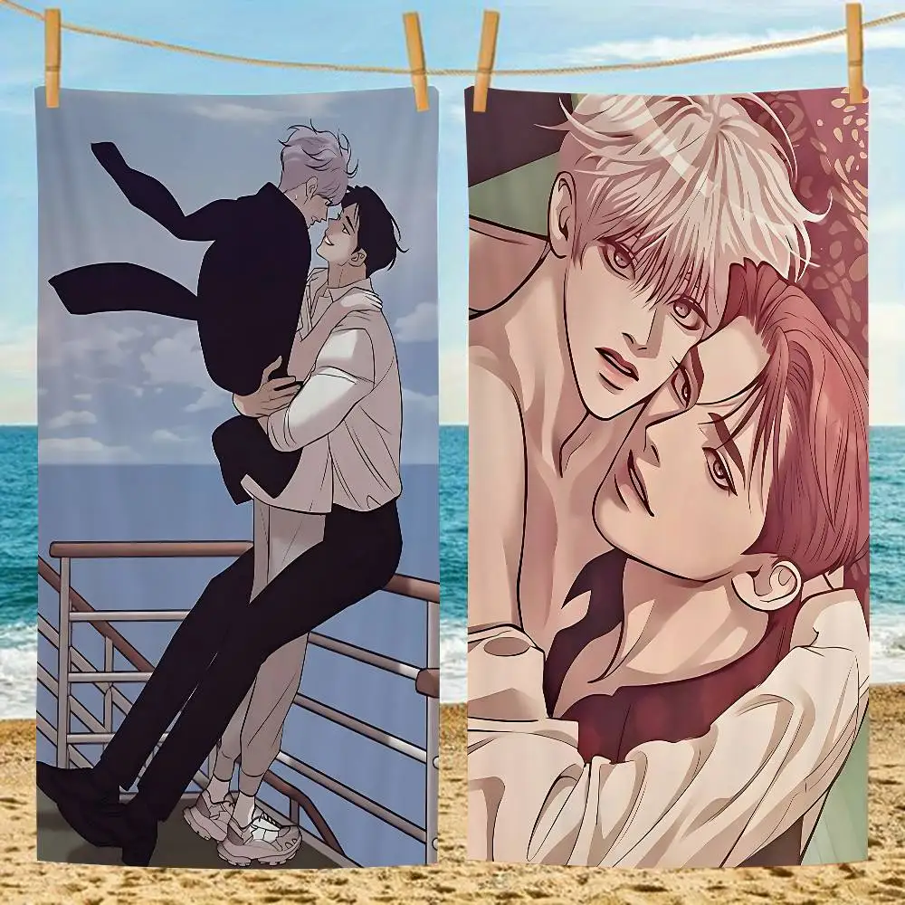 Pearl Boy BL Anime Microfiber Blanket Quick Drying Beach Towels Oversized Printing Super Absorbent Pool Towel Blanket