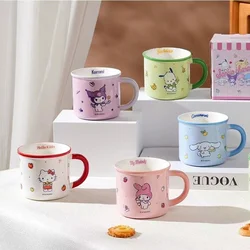 Sanrio Ceramic Cup Cute HelloKitty Kuromi My Melody Cartoon Household Pochacco imitazione smalto tazza d'acqua per ragazze regalo di festa