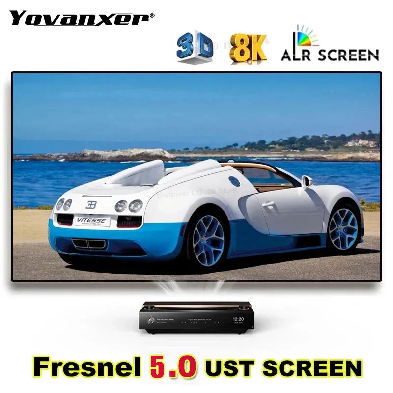 

Upgraded Fresnel 5.0 UST ALR Ambient Light Rejecting Projection Screen Fixed Frame for Ultra Short Throw Projector 3D 4K 8K